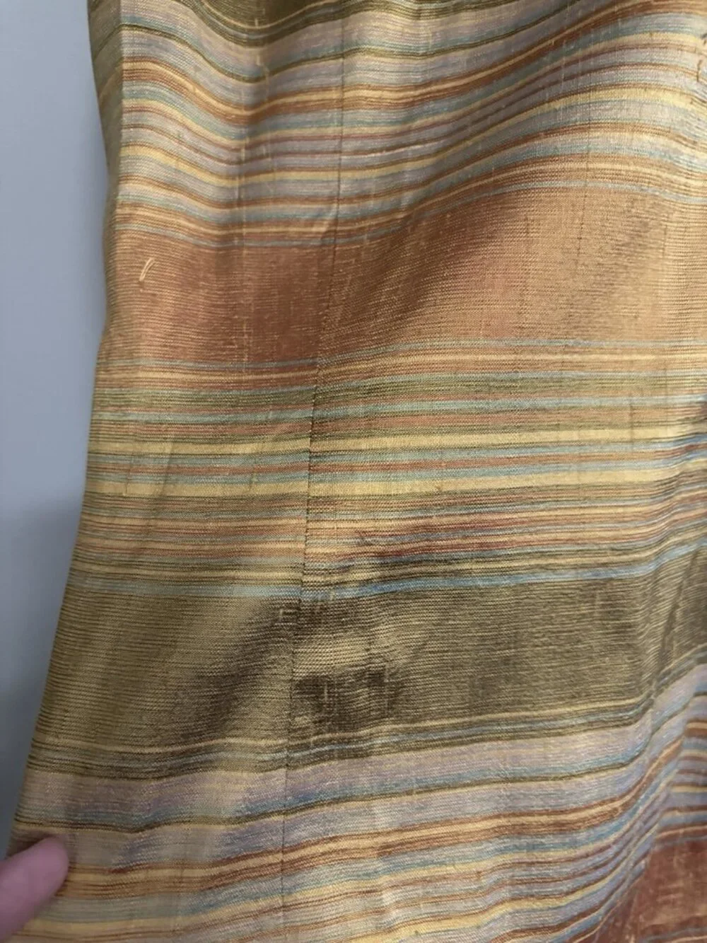 Vintage 100% Silk Green Orange Tan Overall Sheath Dress 4 Grunge Fairy - Picture 3 of 14